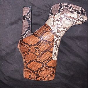 Just Fab Color Block Snake Skin Platform Booties